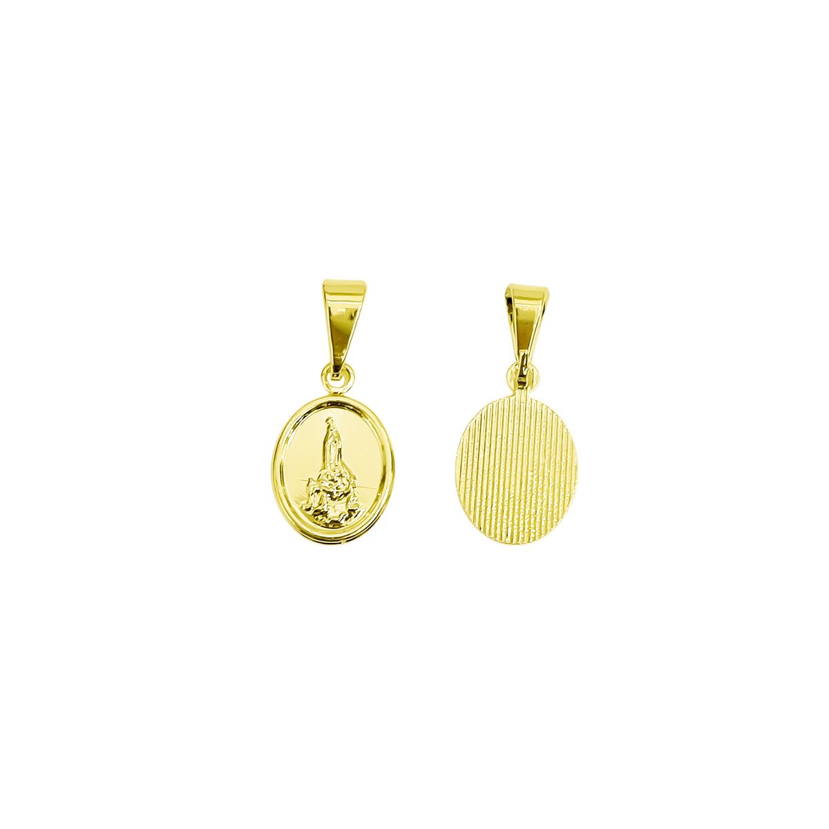 COGGIOLA - Colgante Medalla Virgen Fátima Ovalado Enchapado Oro 18K