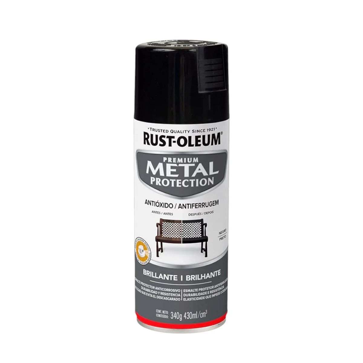 RUST OLEUM - Pintura Metal Protection Negro Brillante 430ml