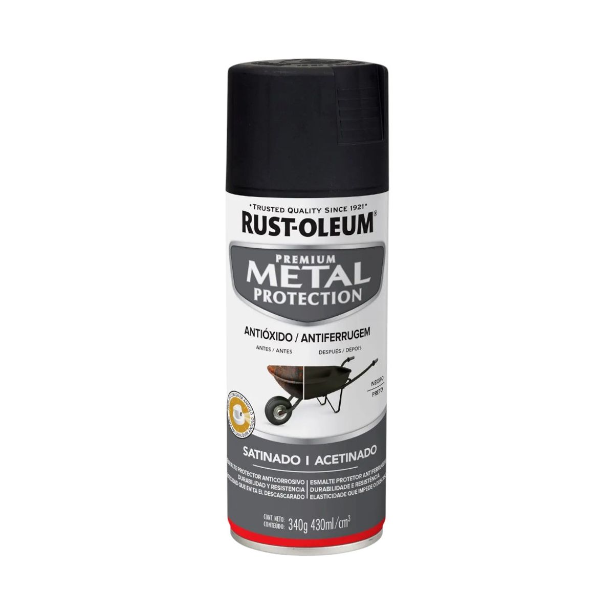 RUST OLEUM - Pintura Metal Protection Negro Satinado 430ml