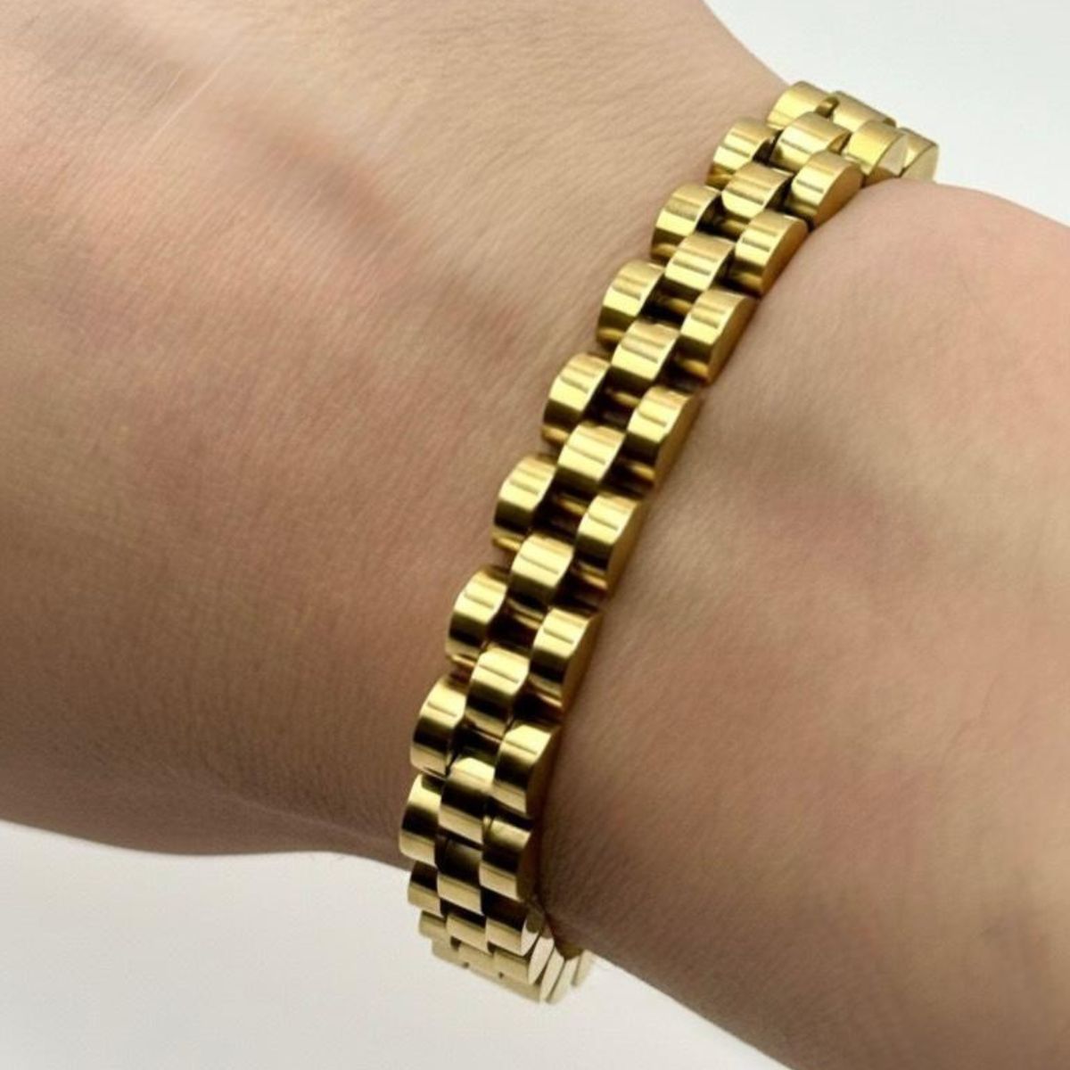 GENERICO - Pulsera Laminada en Oro 18K diseño Tejido Reloj 8mm grosor