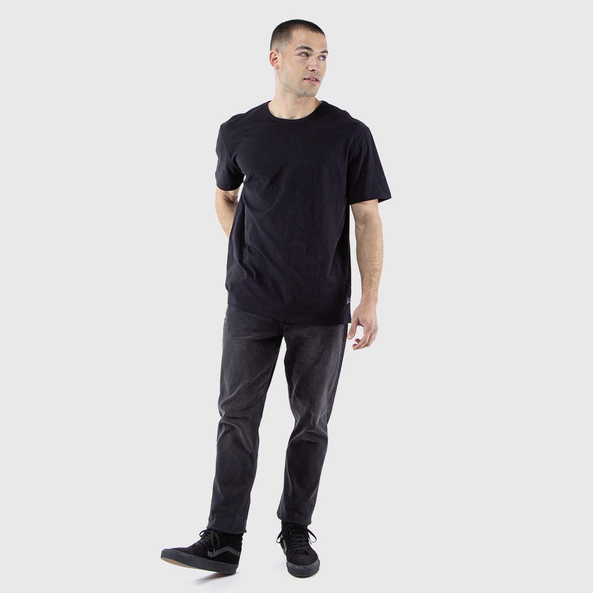 BLACK BUBBA - Polera Slub Cotton Negro Black Bubba