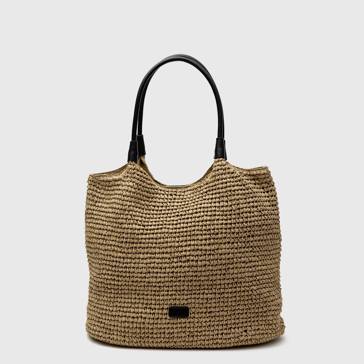 BLACK - Bolso Tote Raffia Camel Black Bubba