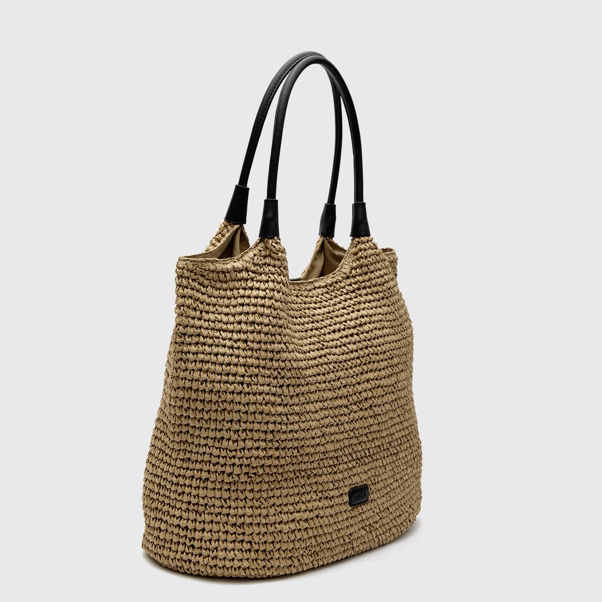 BLACK - Bolso Tote Raffia Camel Black Bubba