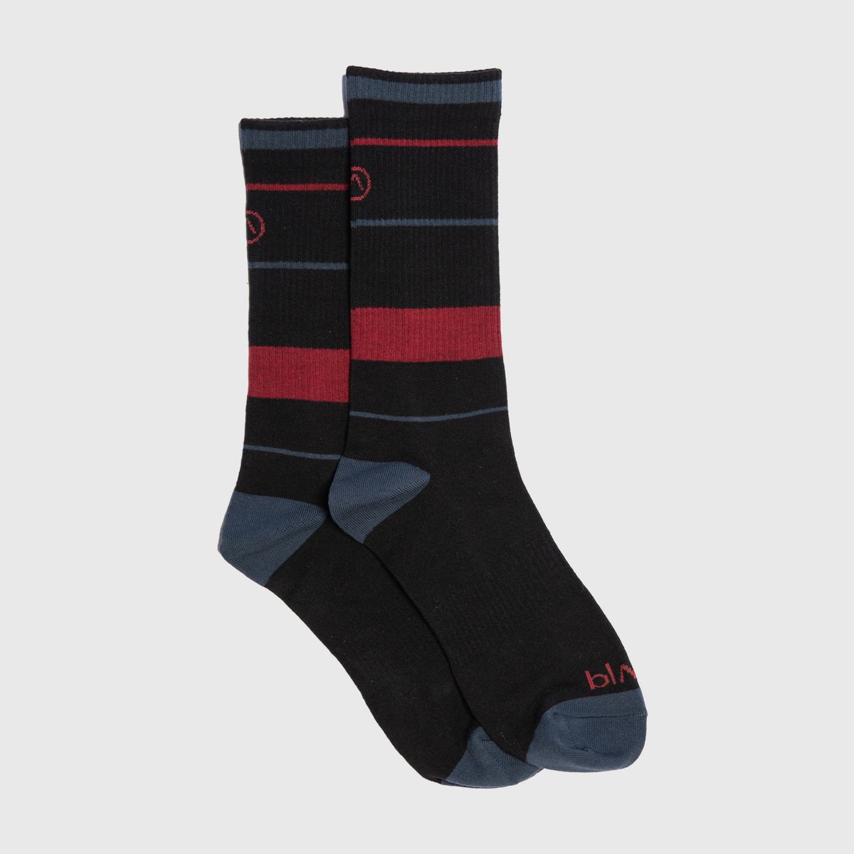 BLACK - Long Socks Line Stretch Red & Blue Black Bubba