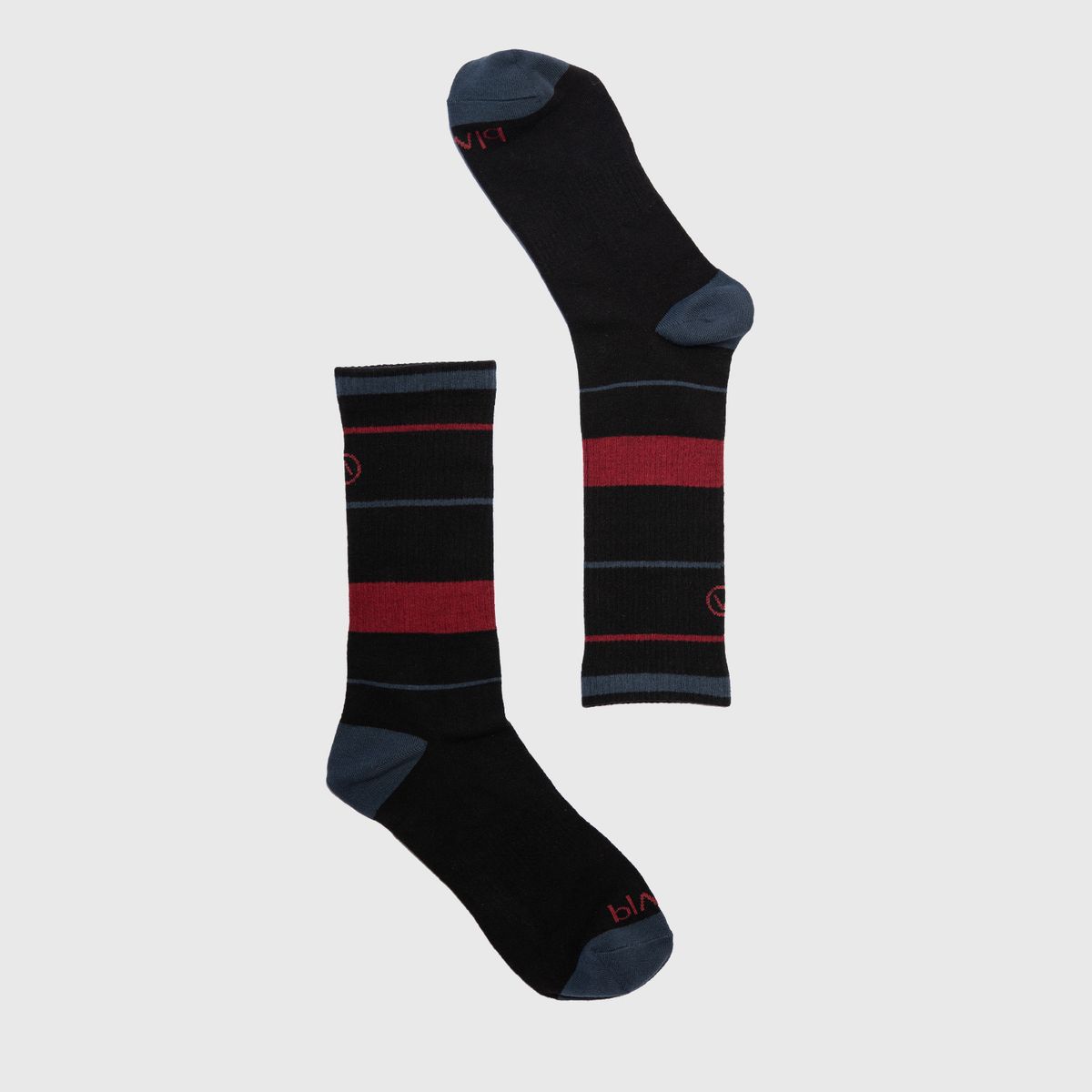 BLACK - Long Socks Line Stretch Red & Blue Black Bubba