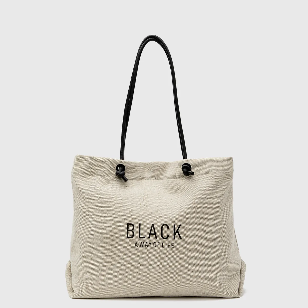 BLACK - Bolso Tote Linen Beige Black Bubba