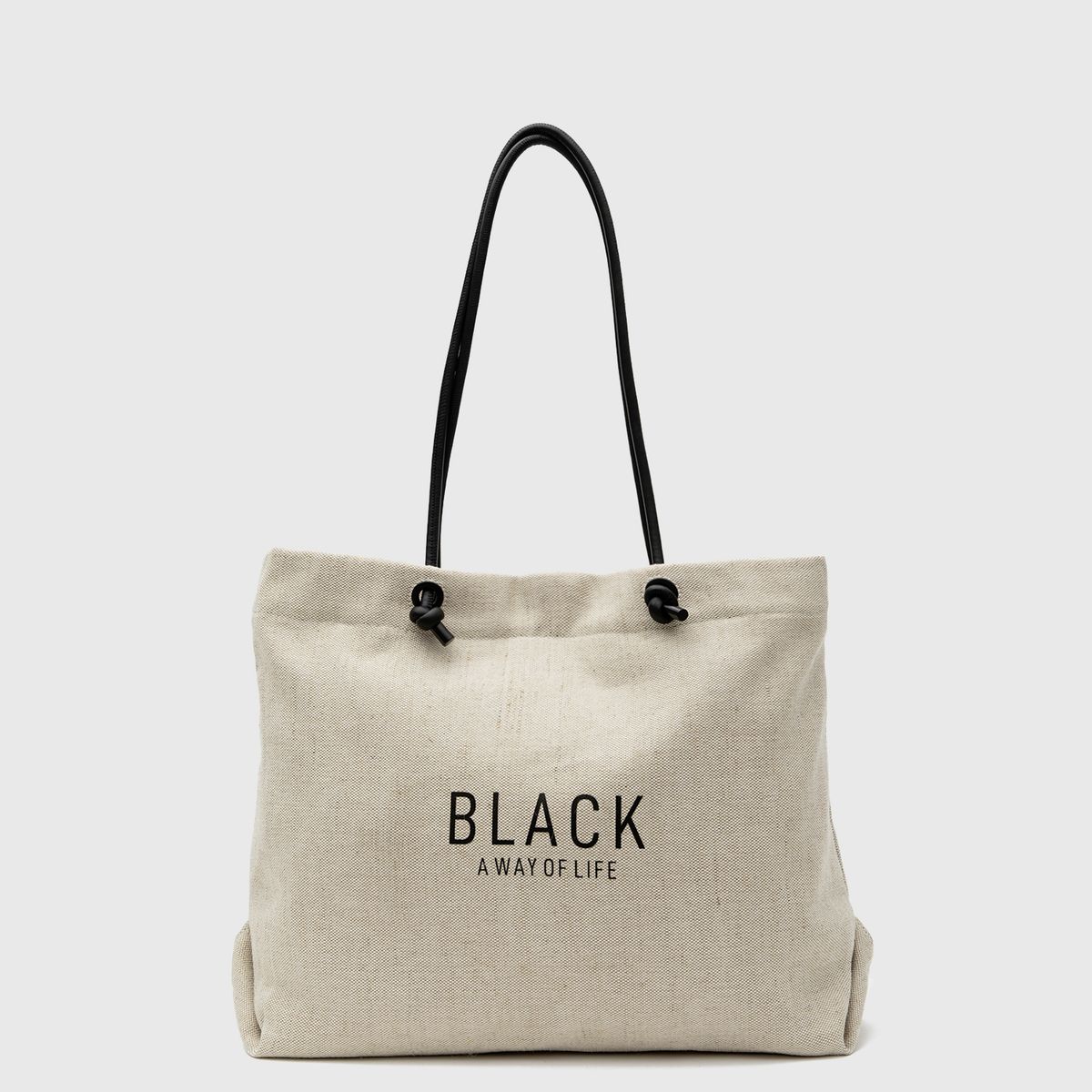 BLACK - Bolso Tote Linen Beige Black Bubba