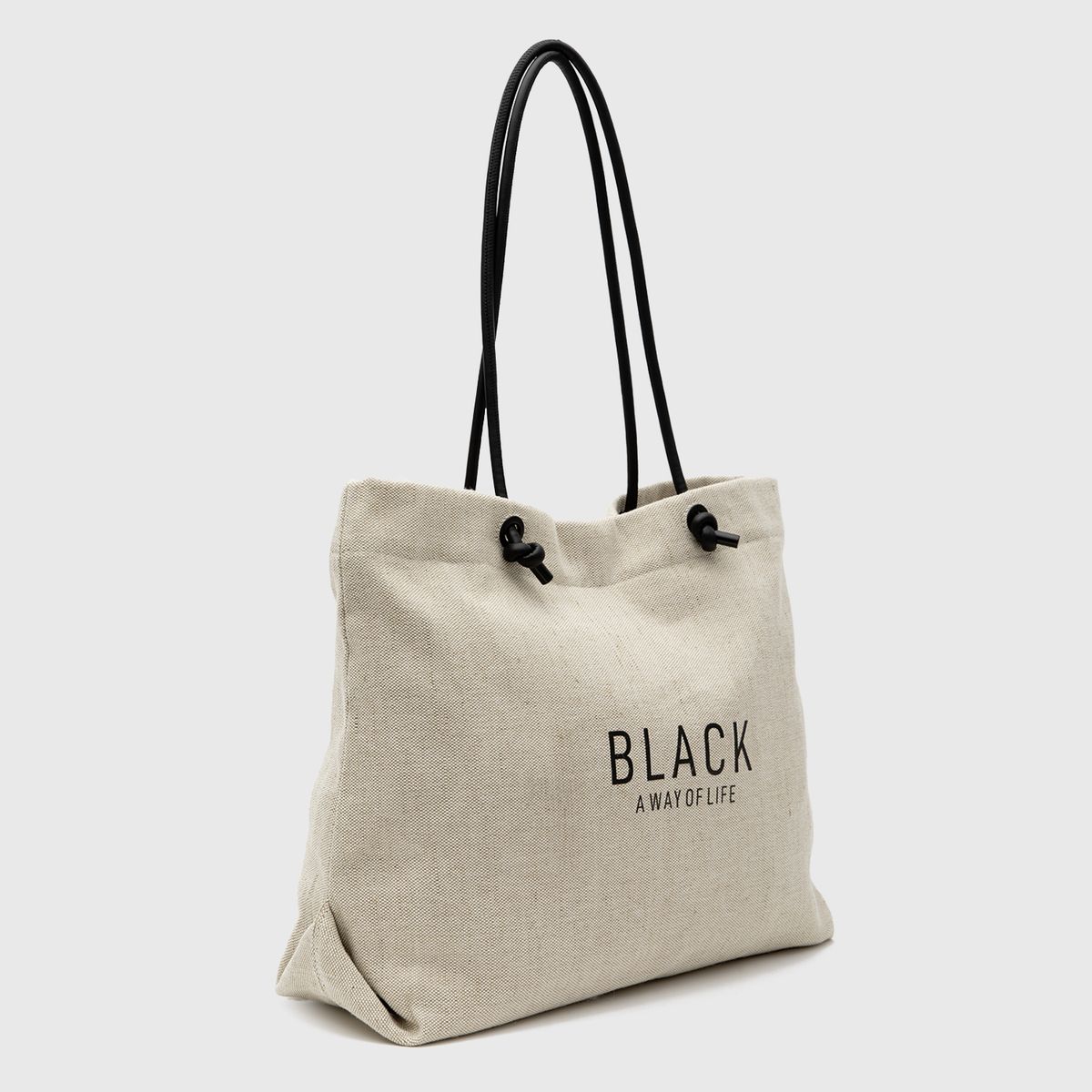 BLACK - Bolso Tote Linen Beige Black Bubba
