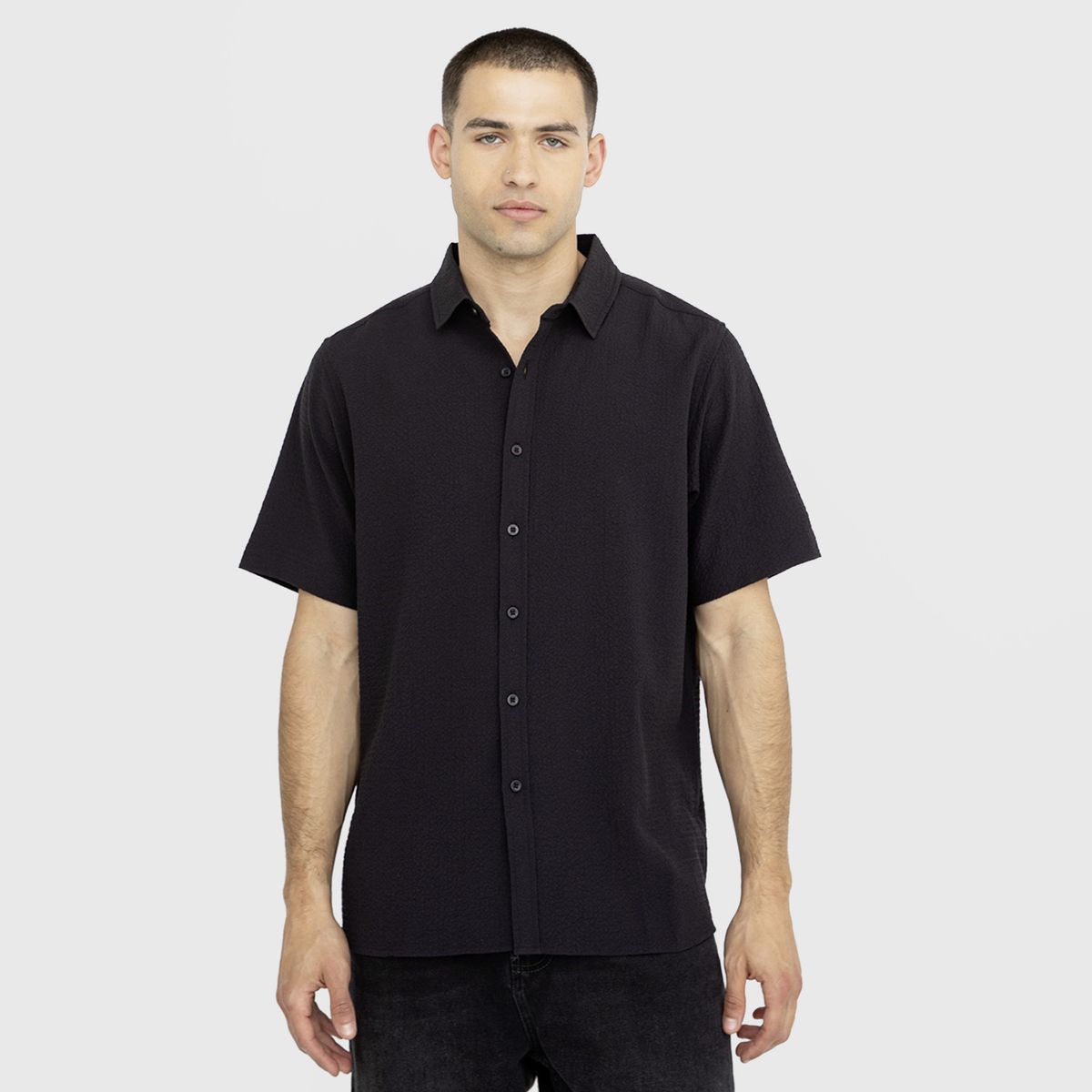 BLACK - Camisa Wrinkle Black Black Bubba