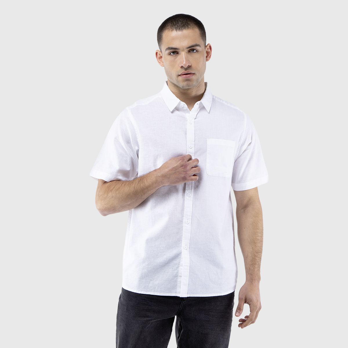 BLACK - Camisa Manga Corta Lino Blanca Black Bubba