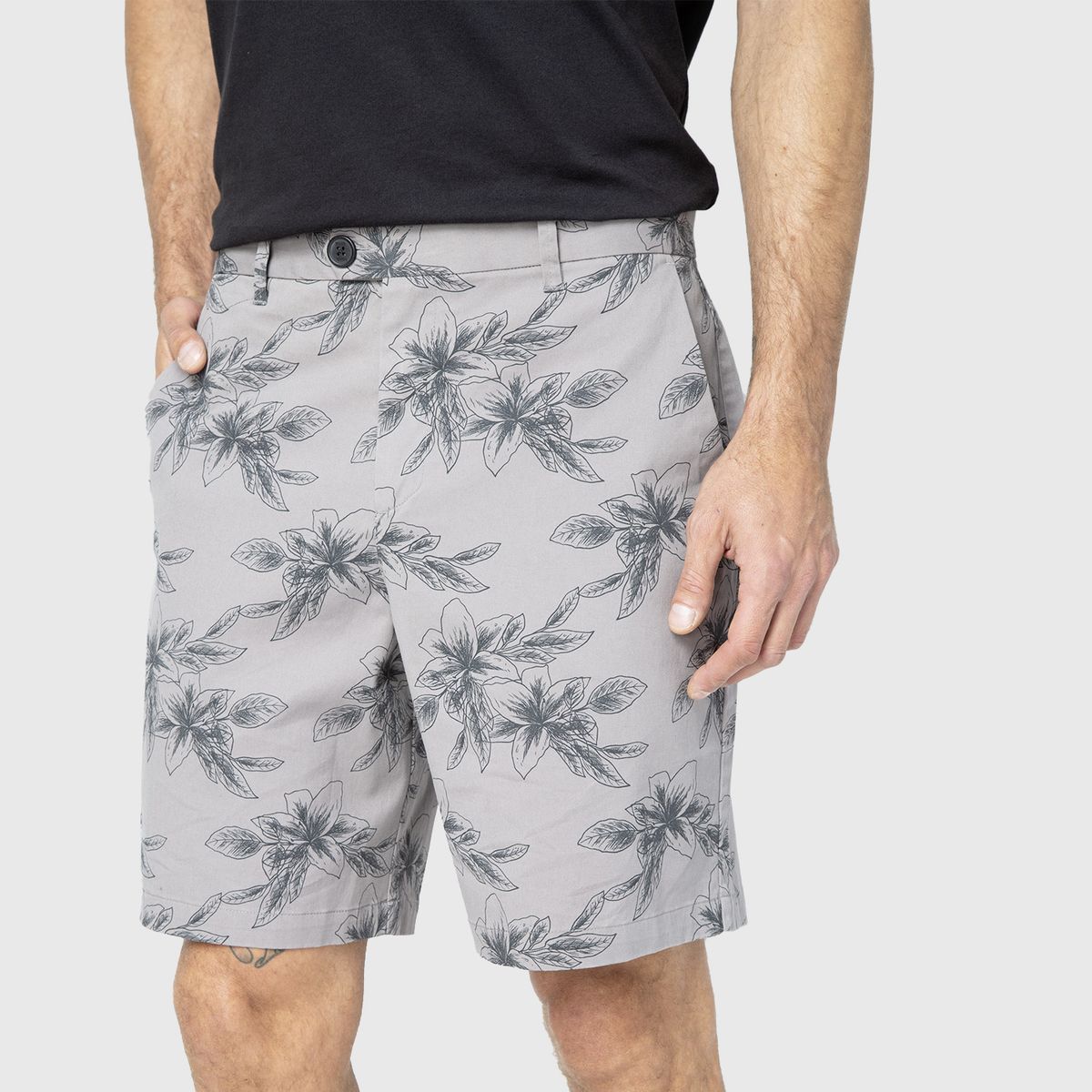 BLACK - Short Cotton Tropical Grey Black Bubba