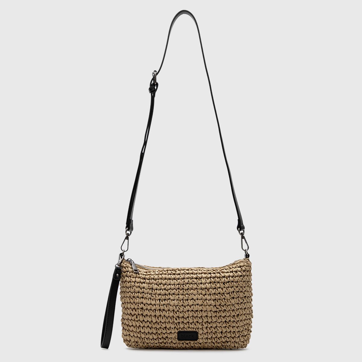 BLACK - Cartera Clutch Raffia Camel Black Bubba