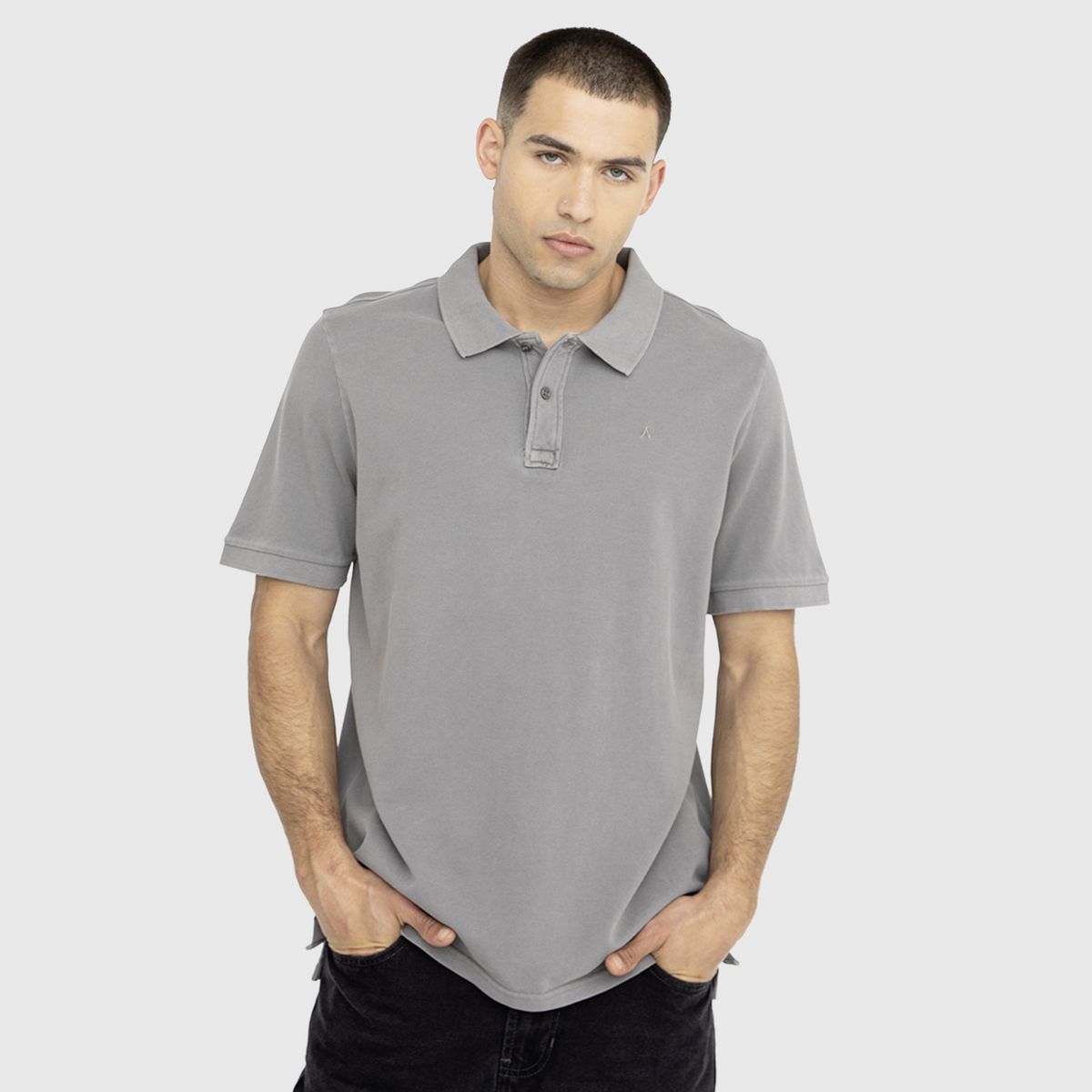 BLACK - Polera Polo Pique Gris Claro Black Bubba