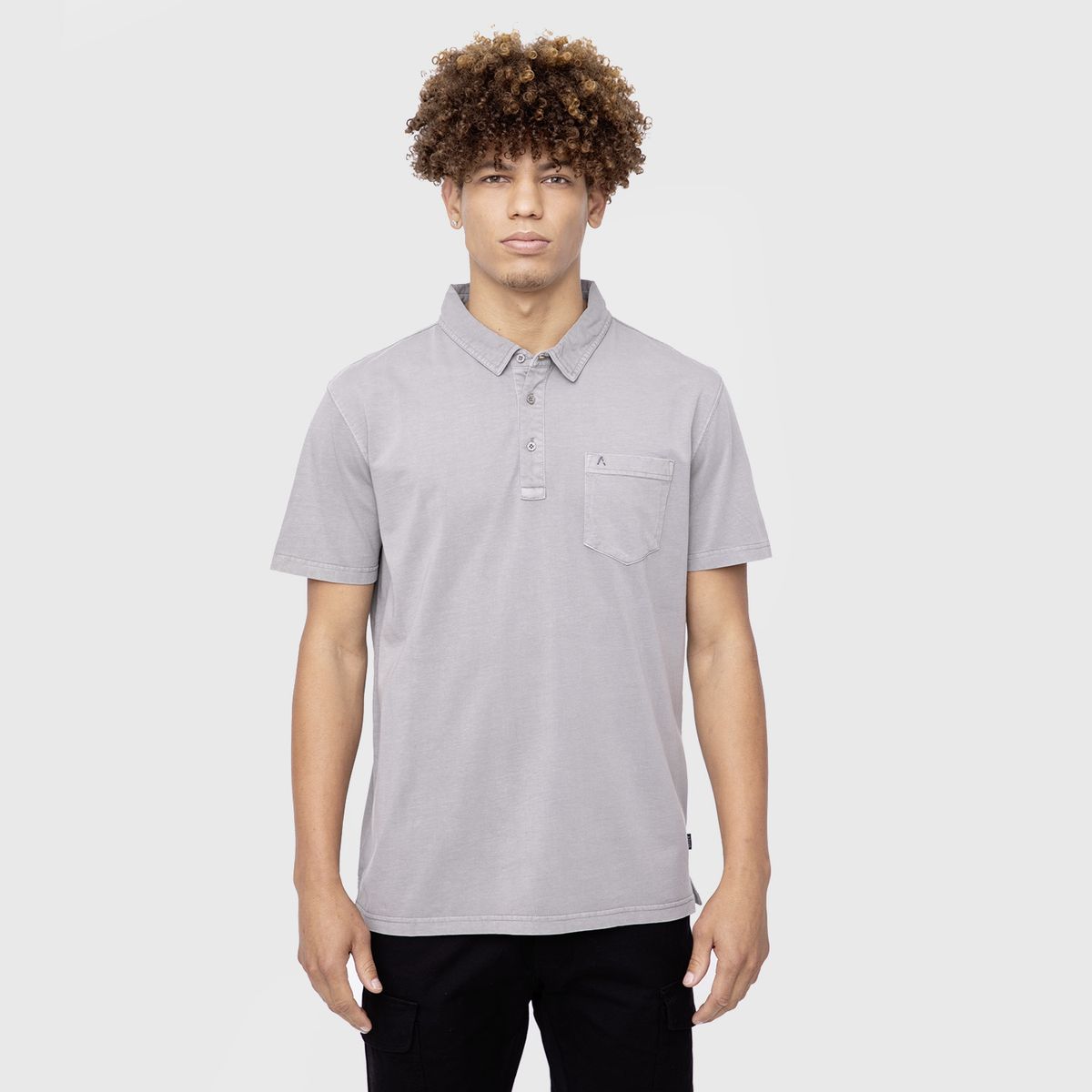 BLACK - Polo Tee Organic Cotton Grey  Black Bubba