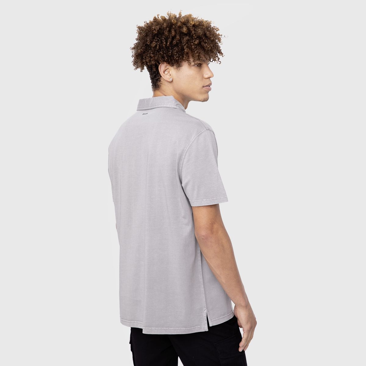 BLACK - Polo Tee Organic Cotton Grey  Black Bubba