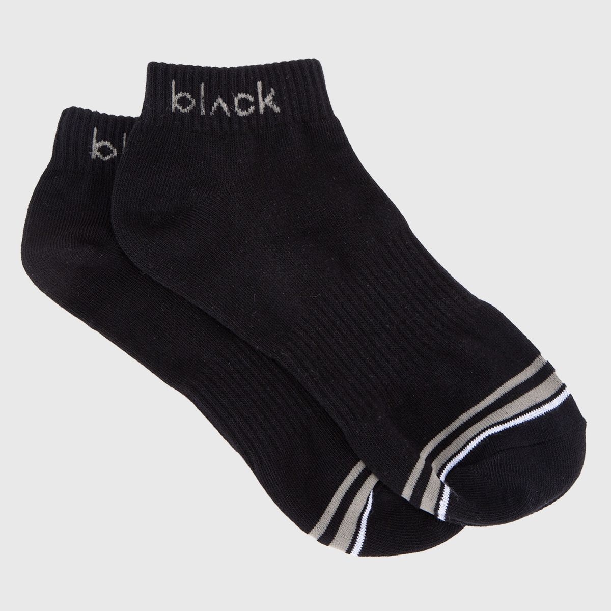 BLACK - Calcetin Corto Logo Beige Black Bubba