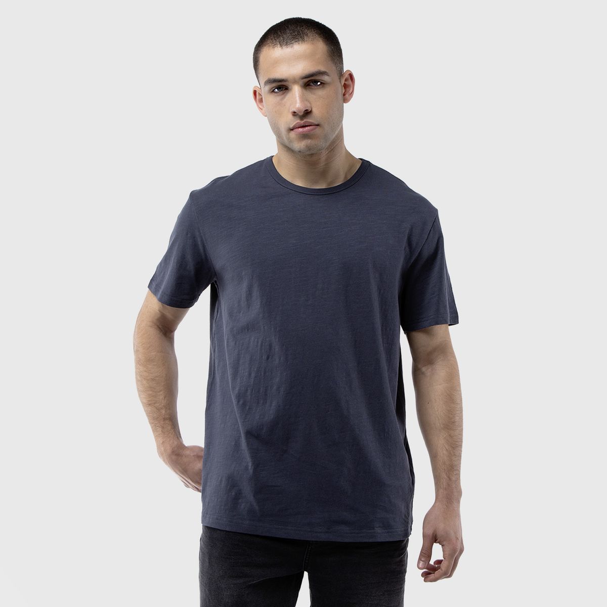 BLACK BUBBA - Polera Slub Cotton Gris Marengo Black Bubba