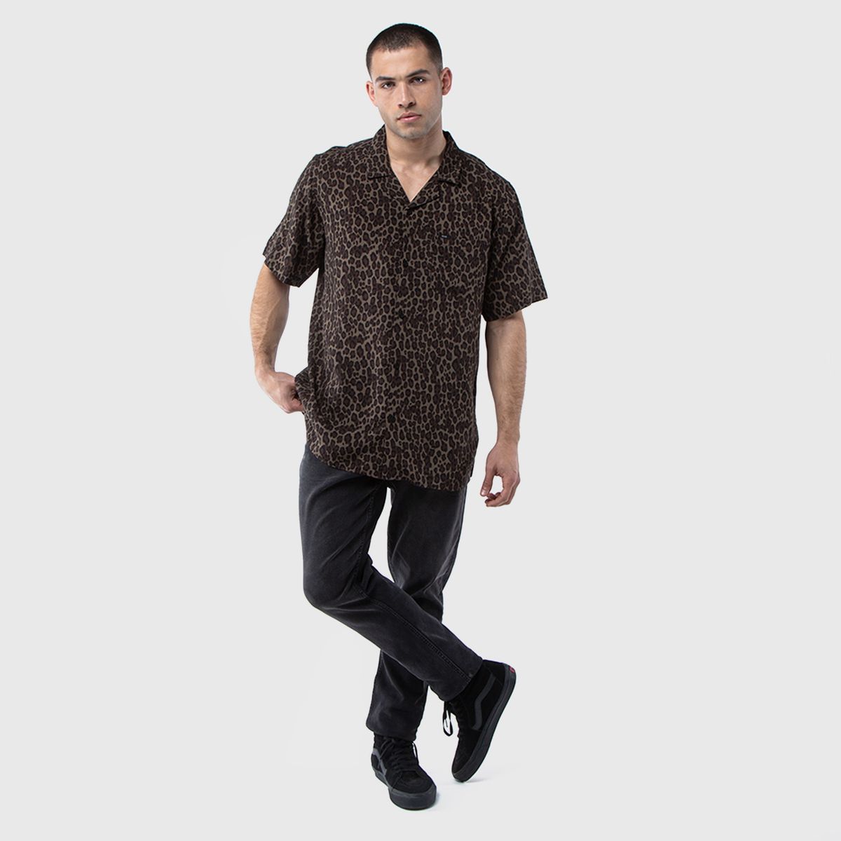 BLACK - Camisa Viscosa Animal Print Black Bubba