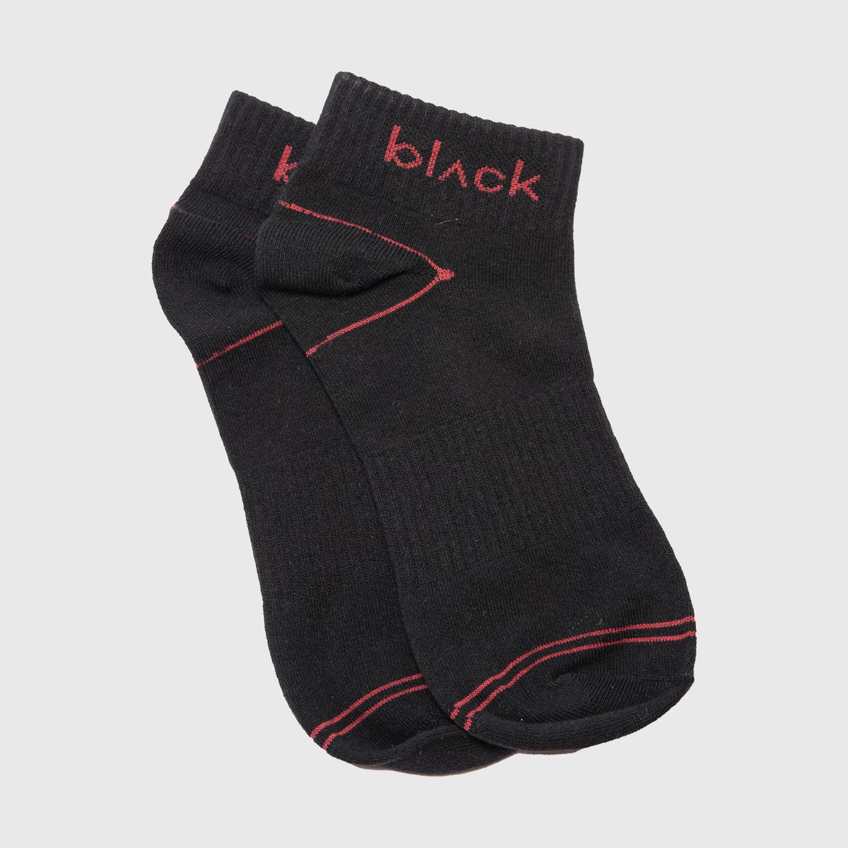 BLACK - Short Socks Line Stretch Red Black Bubba