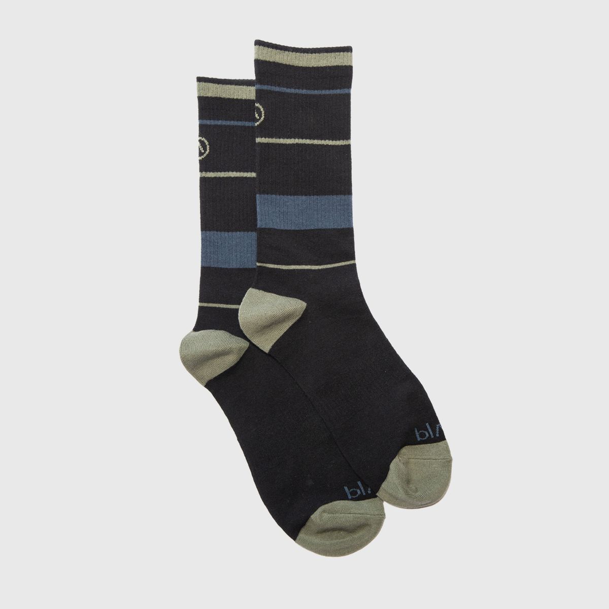 BLACK - Long Socks Line Stretch Blue & Green Black Bubba
