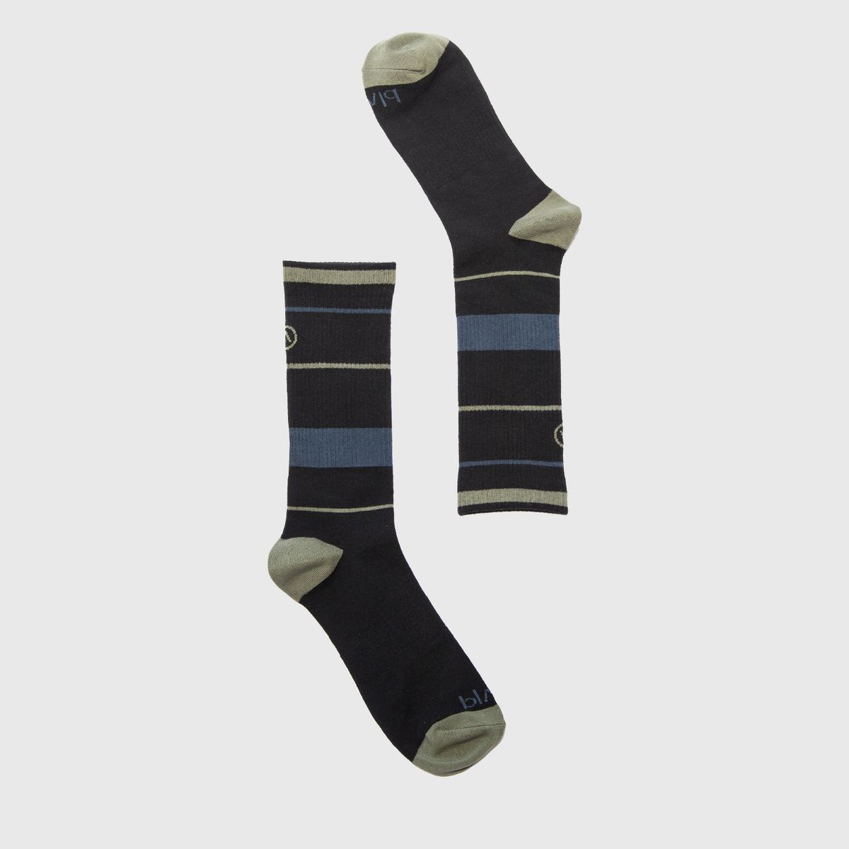 BLACK - Long Socks Line Stretch Blue & Green Black Bubba