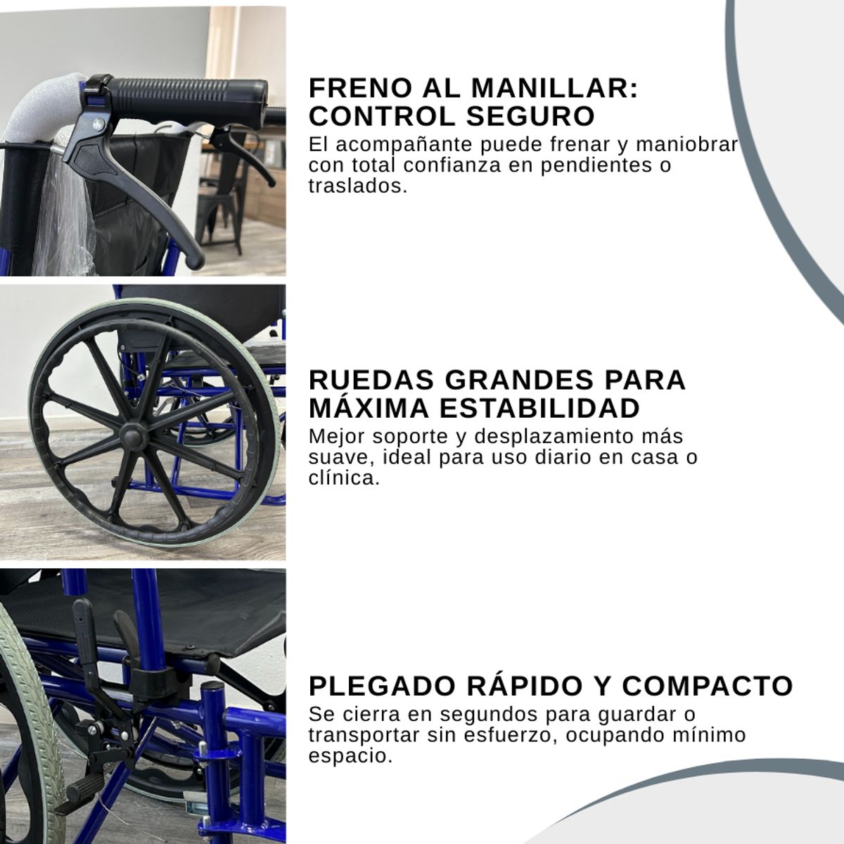 GENERICO - Silla De Ruedas Geriátrica Plegable Doble Freno Y Posapiés