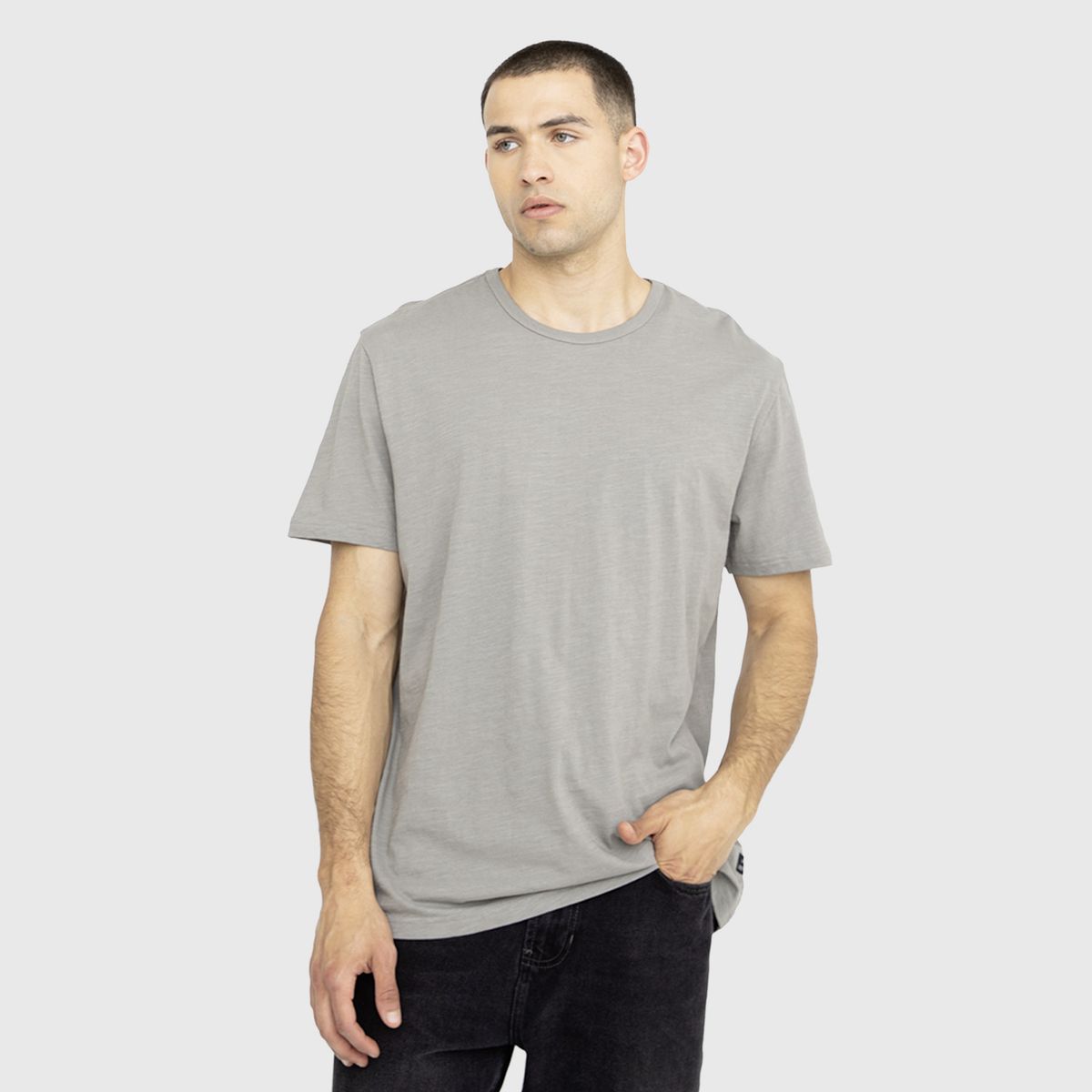 BLACK BUBBA - Polera Slub Cotton Gris Black Bubba
