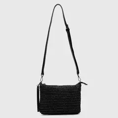 BLACK BUBBA - Cartera Clutch Raffia Black