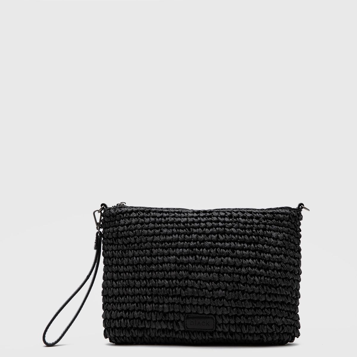 BLACK - Cartera Clutch Raffia Black Black Bubba