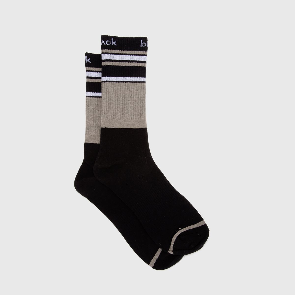 BLACK - Calcetin Beige Lineas Black Bubba