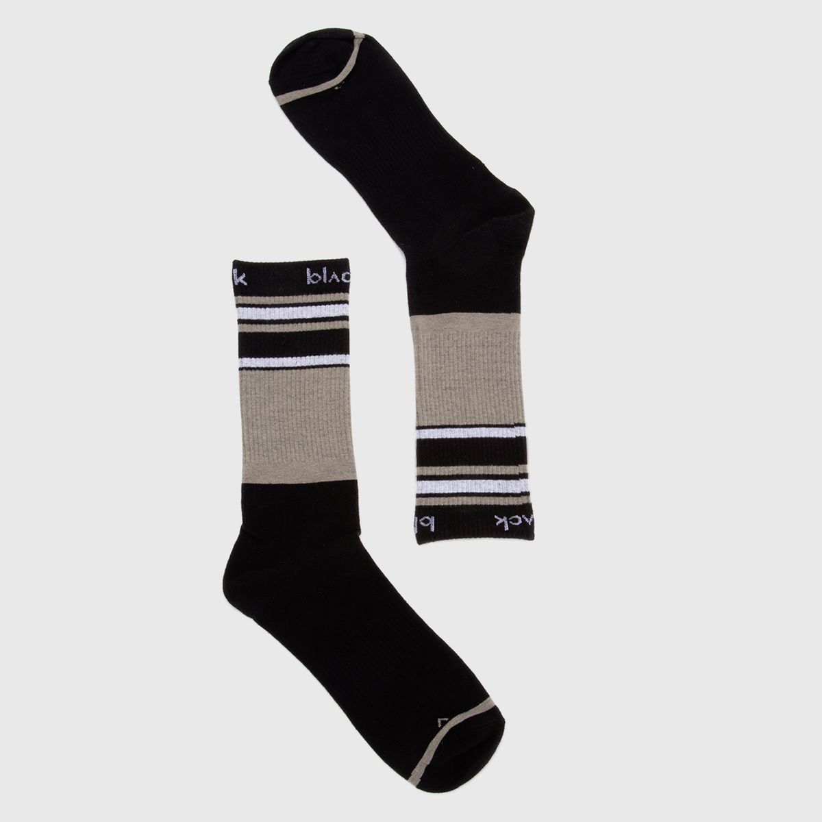 BLACK - Calcetin Beige Lineas Black Bubba