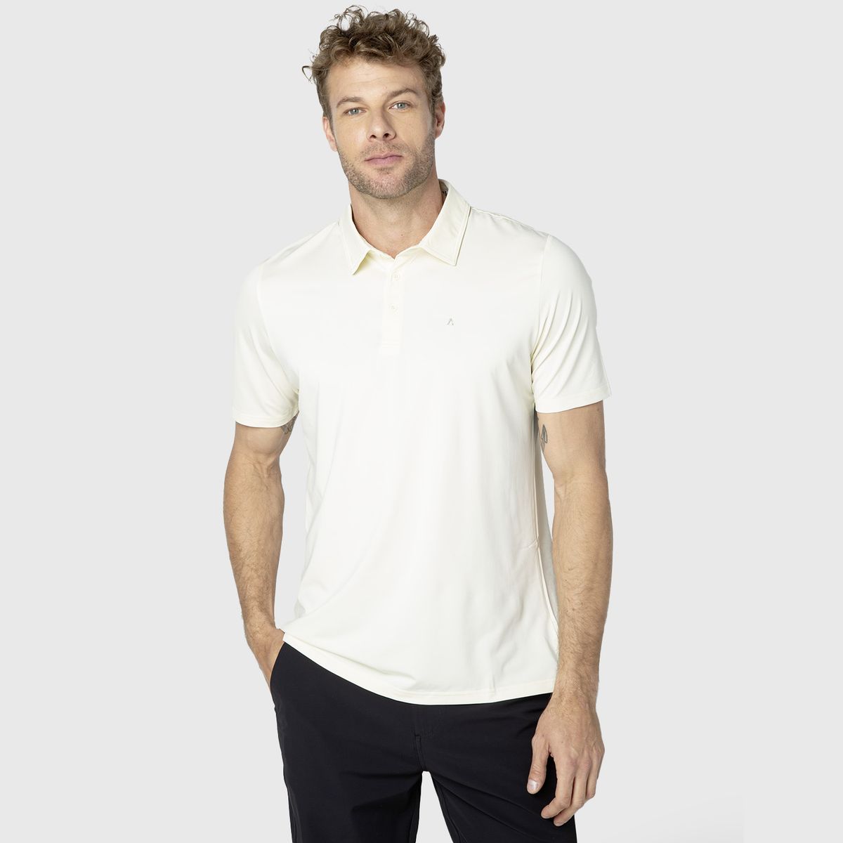 BLACK - Polera Tech Golf Off White Black Bubba