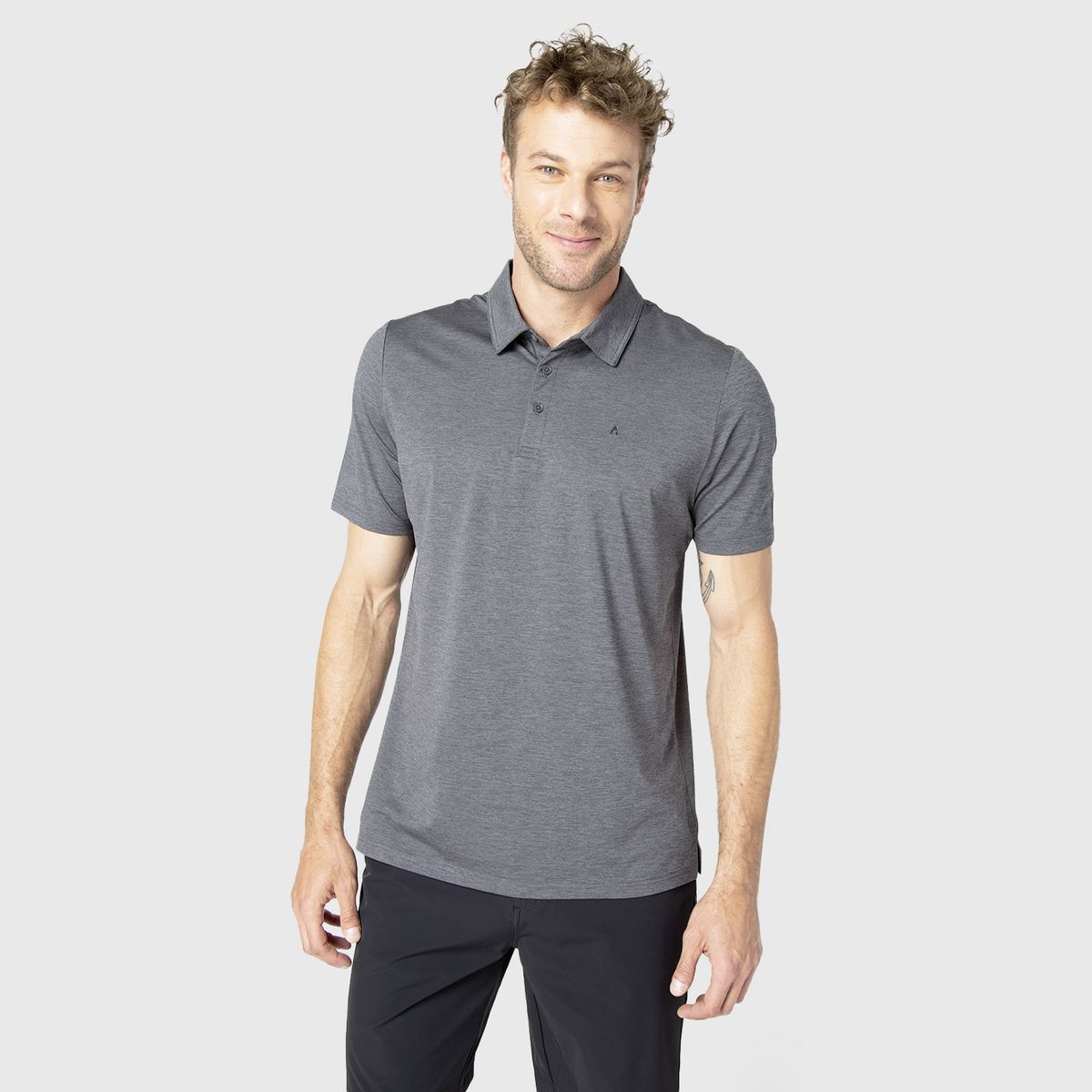 BLACK - Polera Tech Golf Dark Grey Black Bubba