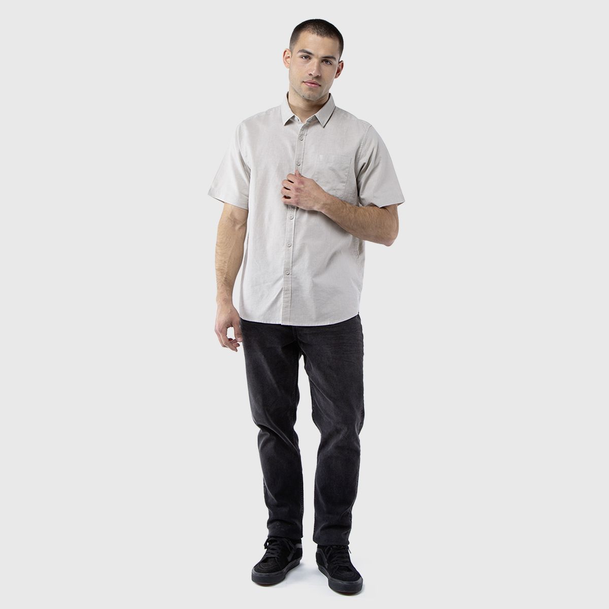 BLACK - Camisa Manga Corta Lino Café Black Bubba