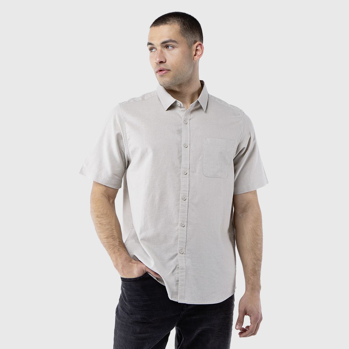 BLACK - Camisa Manga Corta Lino Café Black Bubba
