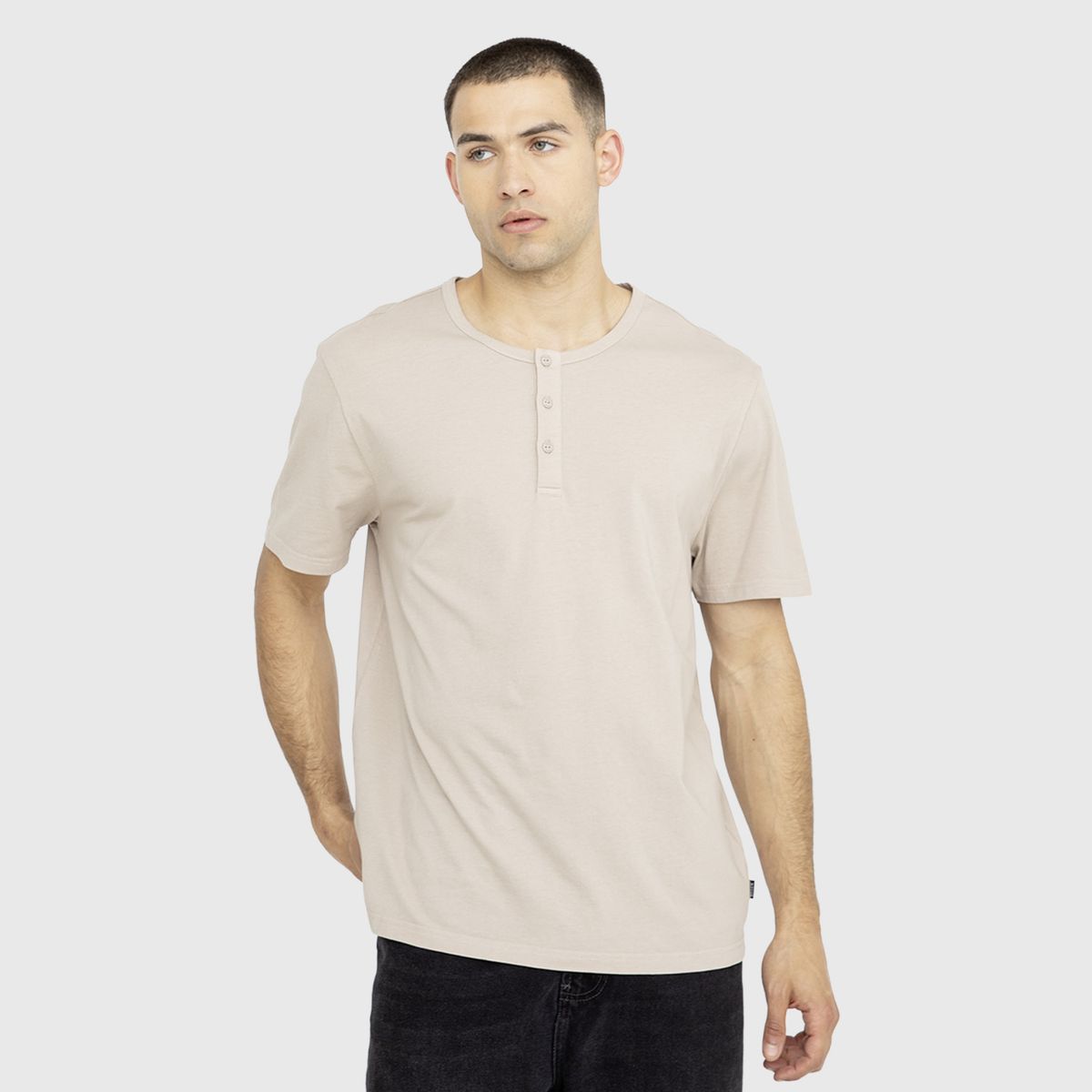 BLACK - Polera Henley Beige Black Bubba