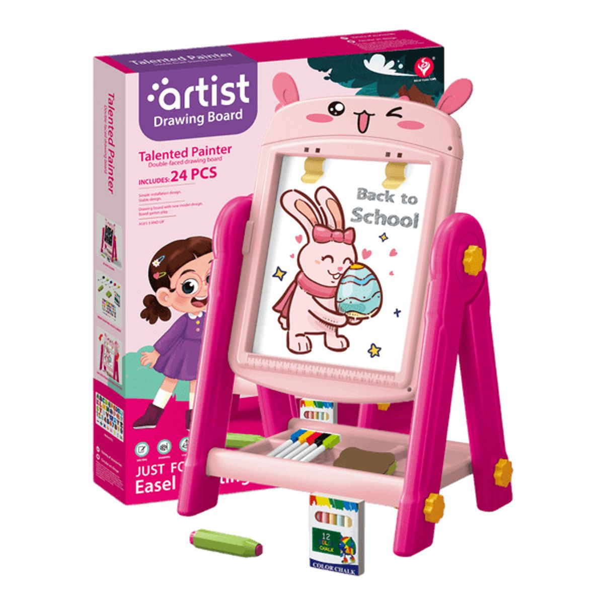 GENERICO - PIZARRA ACRILICA MAGNETICA TIZA MONTESSORI ROSA