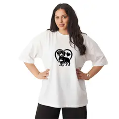 TRIPLE PLAY - Polera Oversize Dama 100% Algodón love dog 2