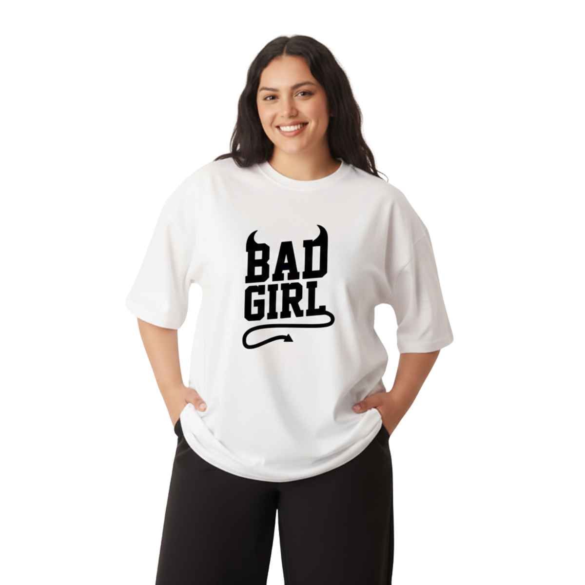 TRIPLE PLAY - Polera Oversize Dama 100% Algodón Bad Girl