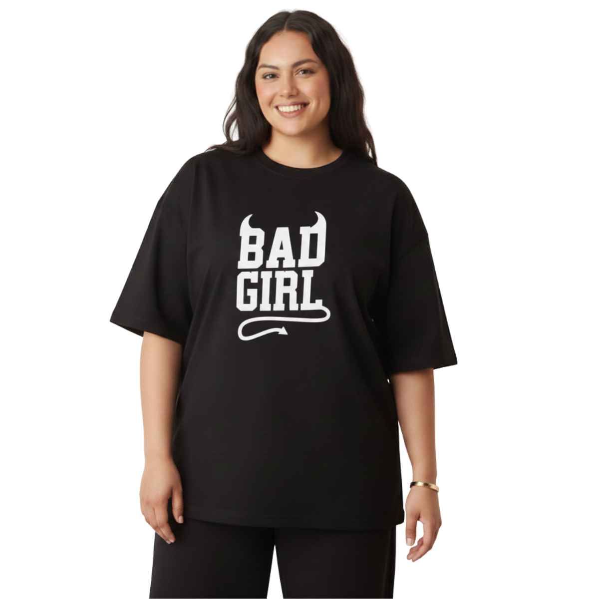 TRIPLE PLAY - Polera Oversize Dama 100% Algodón Bad Girl