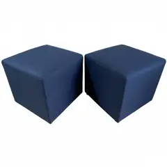 MUEBLES NEW - PUFF AZUL INDIGO LINO