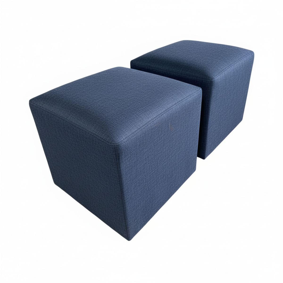 MUEBLES NEW - PUFF AZUL INDIGO LINO