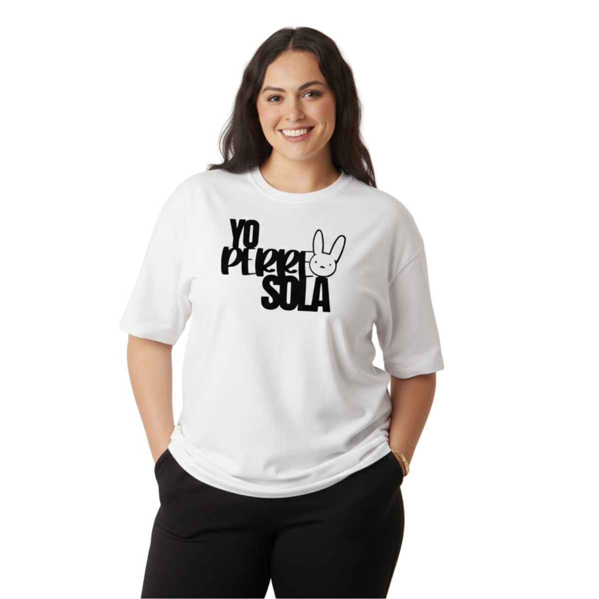 TRIPLE PLAY - Polera Oversize Dama 100% Algodón Yo Perr3o sola