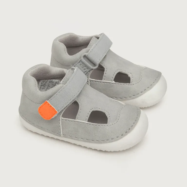 Sandalia Bebé Niño Gateador Gris Con Velcro