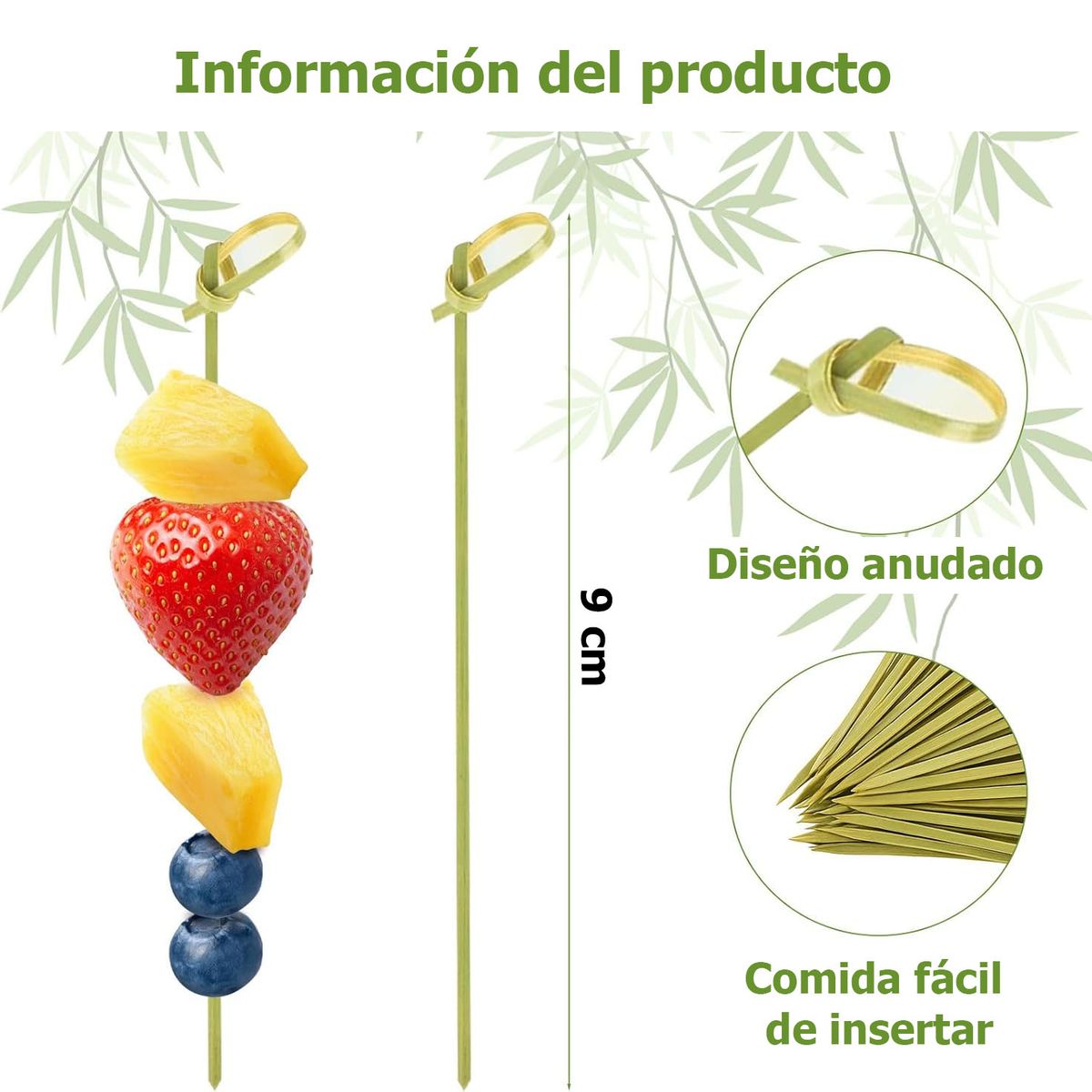 GENERICO - Brocheta Pincho De Bambu 9cm 500 Unidades
