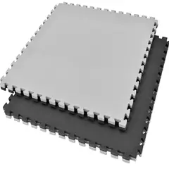 PWRFITNESS - Tatami EVA Reversible 1×1 m (40 mm) – Ultra Impacto Negro/Gris