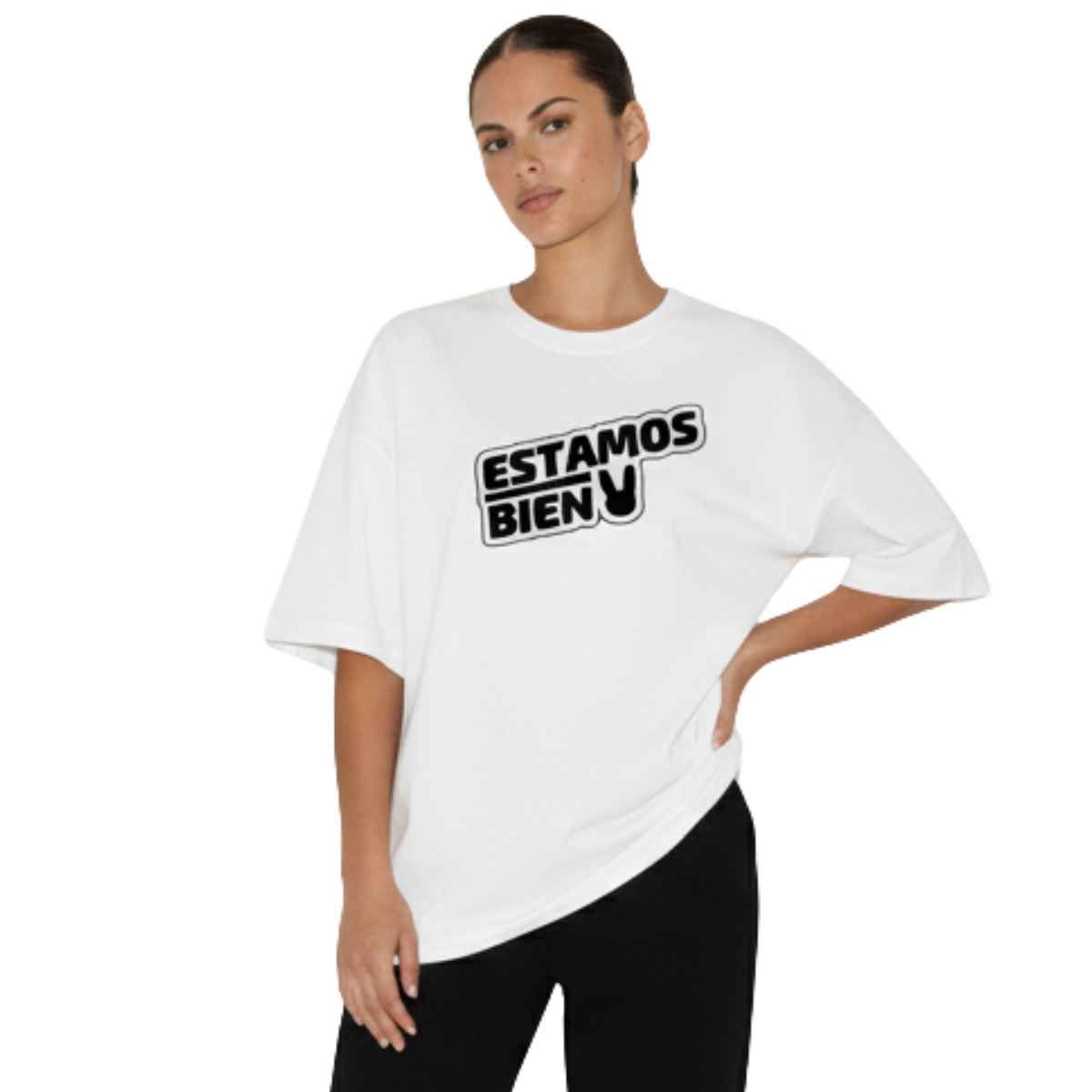 TRIPLE PLAY - Polera Oversize Dama 100% Algodón estamos bien frase