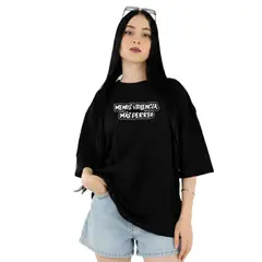 TRIPLE PLAY - Polera Oversize Dama 100% Algodón menos violenca mas perr3o frase