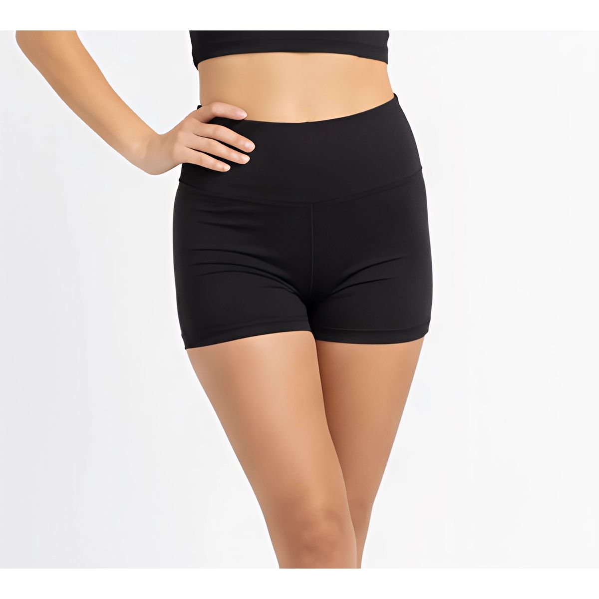 HIPSY SWIMWEAR - Short bikini mujer tiro alto full pretina negro