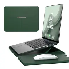 GENERICO - Funda Bolso Para Notebook Macbook Con Soporte Plegable 13" / 14" - Verde O